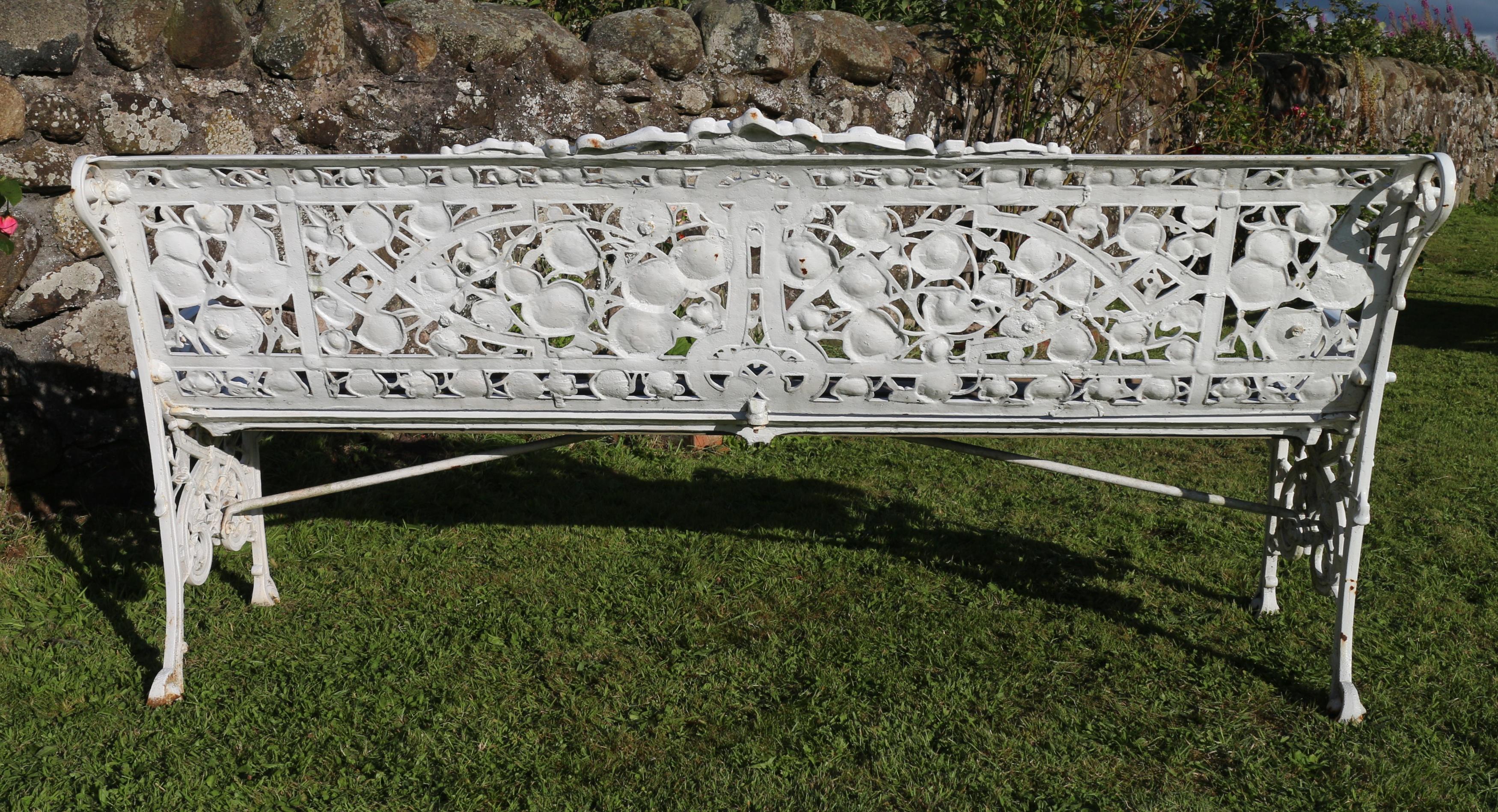 Antique English Victorian Coalbrookdale Nasturtium Pattern Garden Seat/Bench 11