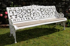 Antique English Victorian Coalbrookdale Nasturtium Pattern Garden Seat/Bench