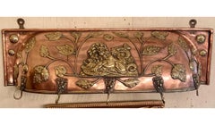 Antique English Victorian Copper and Brass Pot Holder with Lion, circa 1870-1880