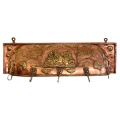 Antique English Victorian Copper and Brass Pot Holder with Lion, circa 1870-1880
