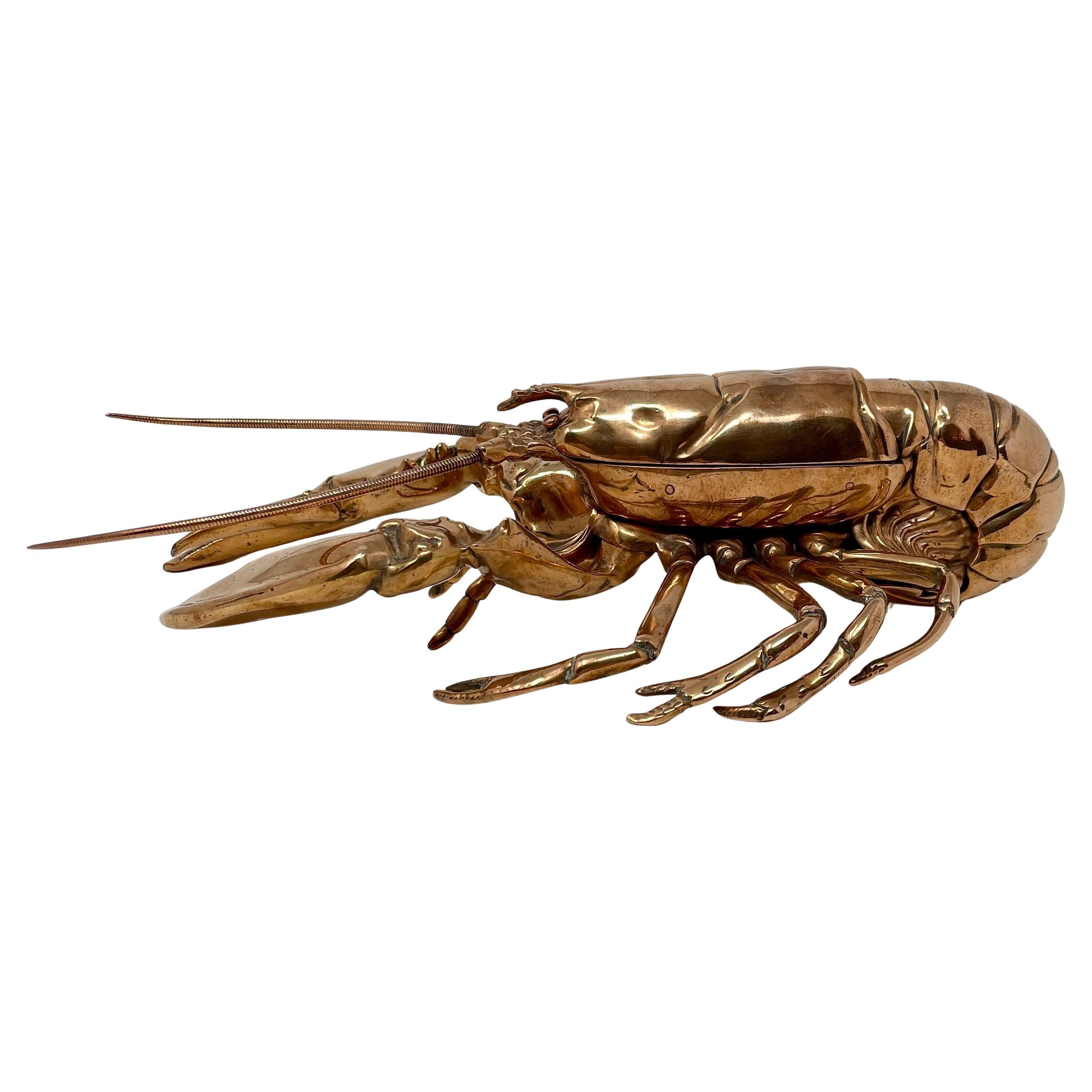 Antique English Victorian Copper Figural Lobster Inkwell, Circa 1890's. For Sale 7