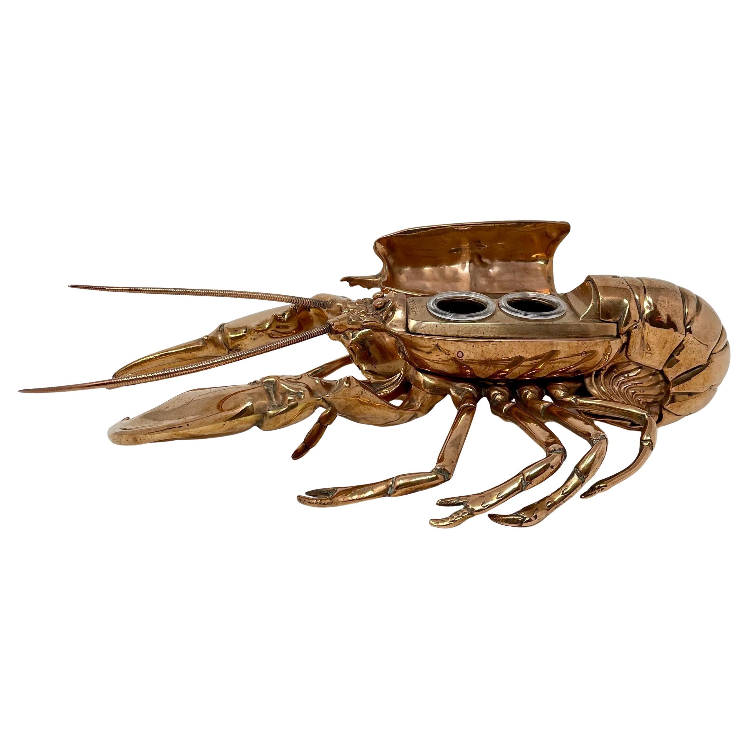 Antique English Victorian Copper Figural Lobster Inkwell, Circa 1890's. For Sale 8