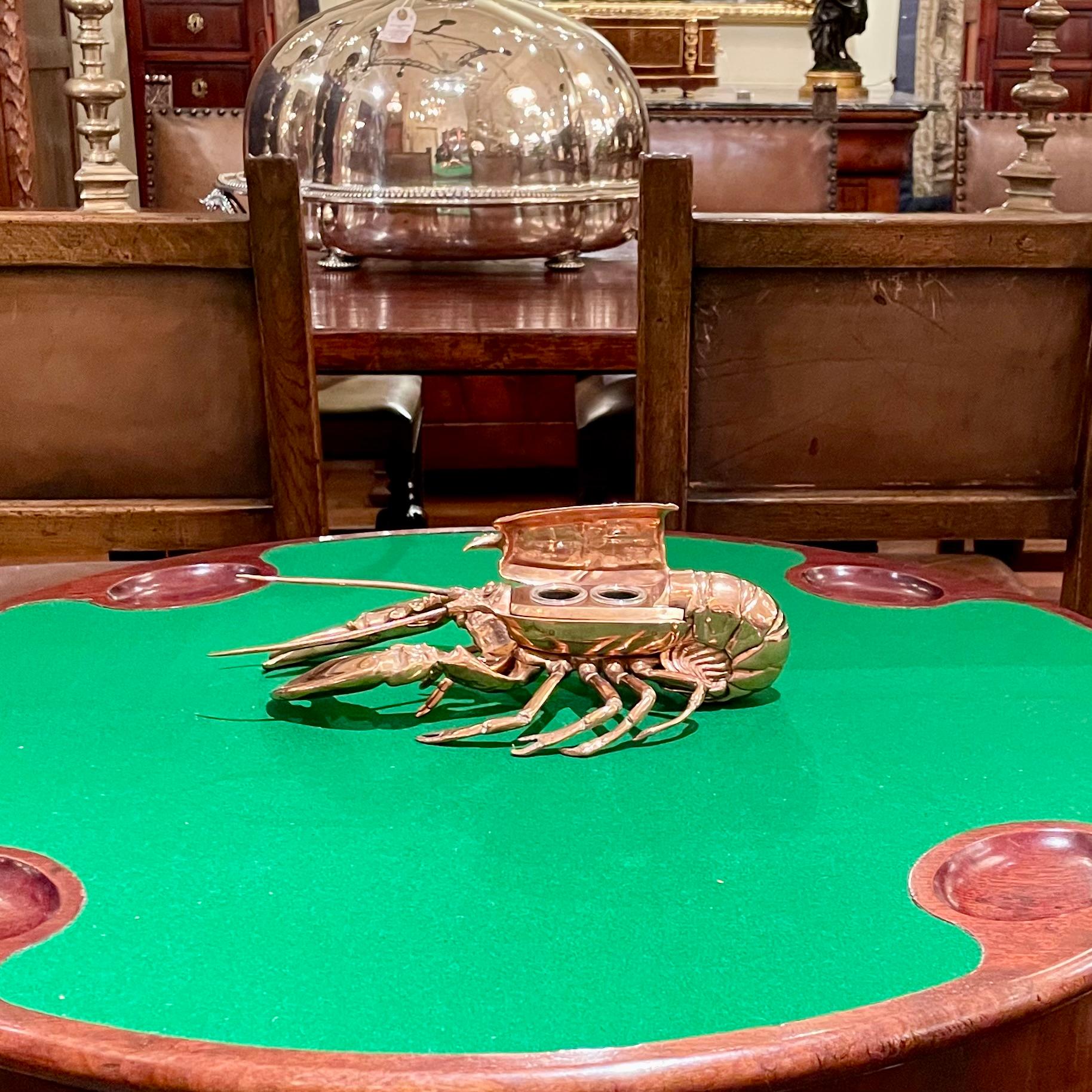 Antique English Victorian Copper Figural Lobster Inkwell, Circa 1890's. For Sale 12