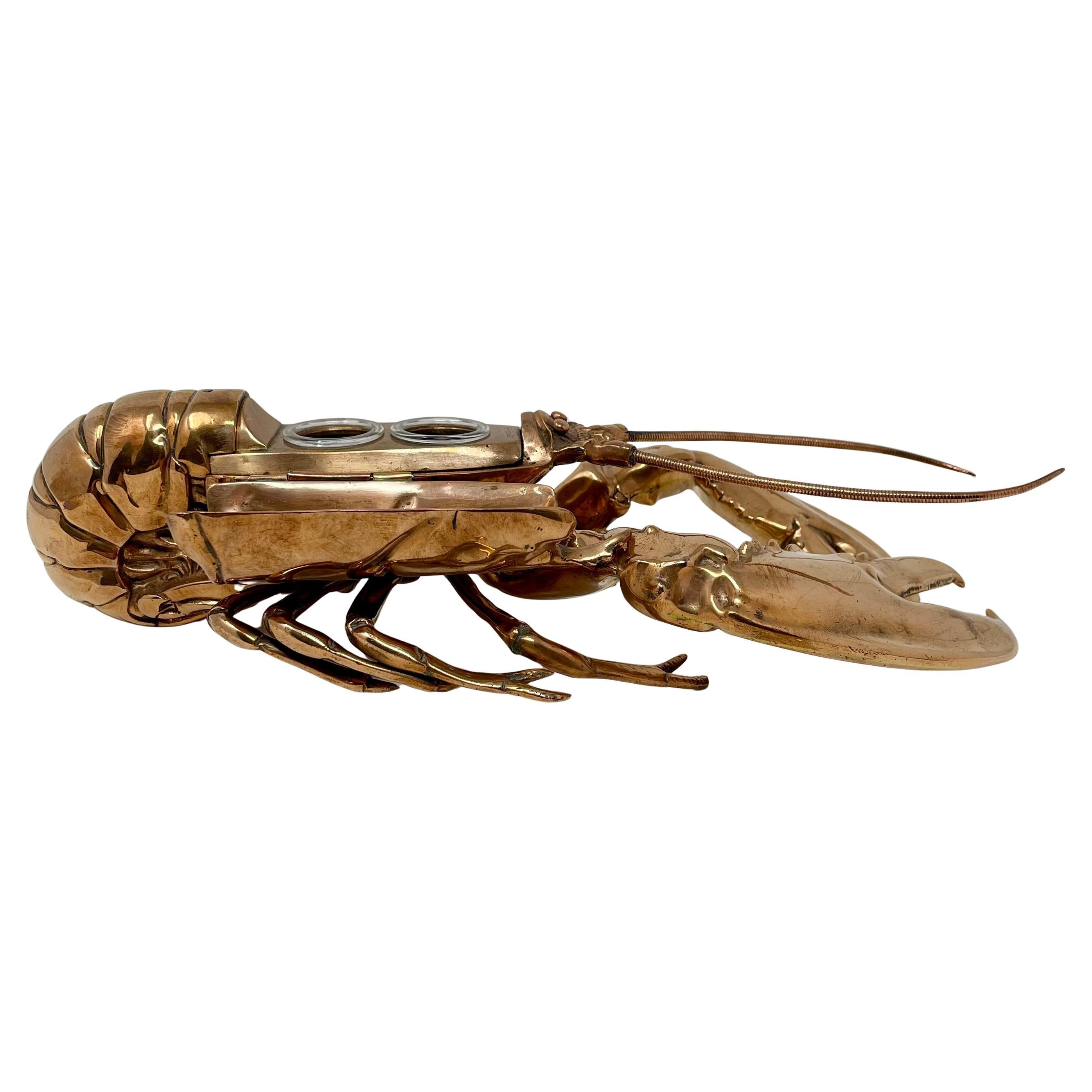Antique English Victorian Copper Figural Lobster Inkwell, Circa 1890's. For Sale 4