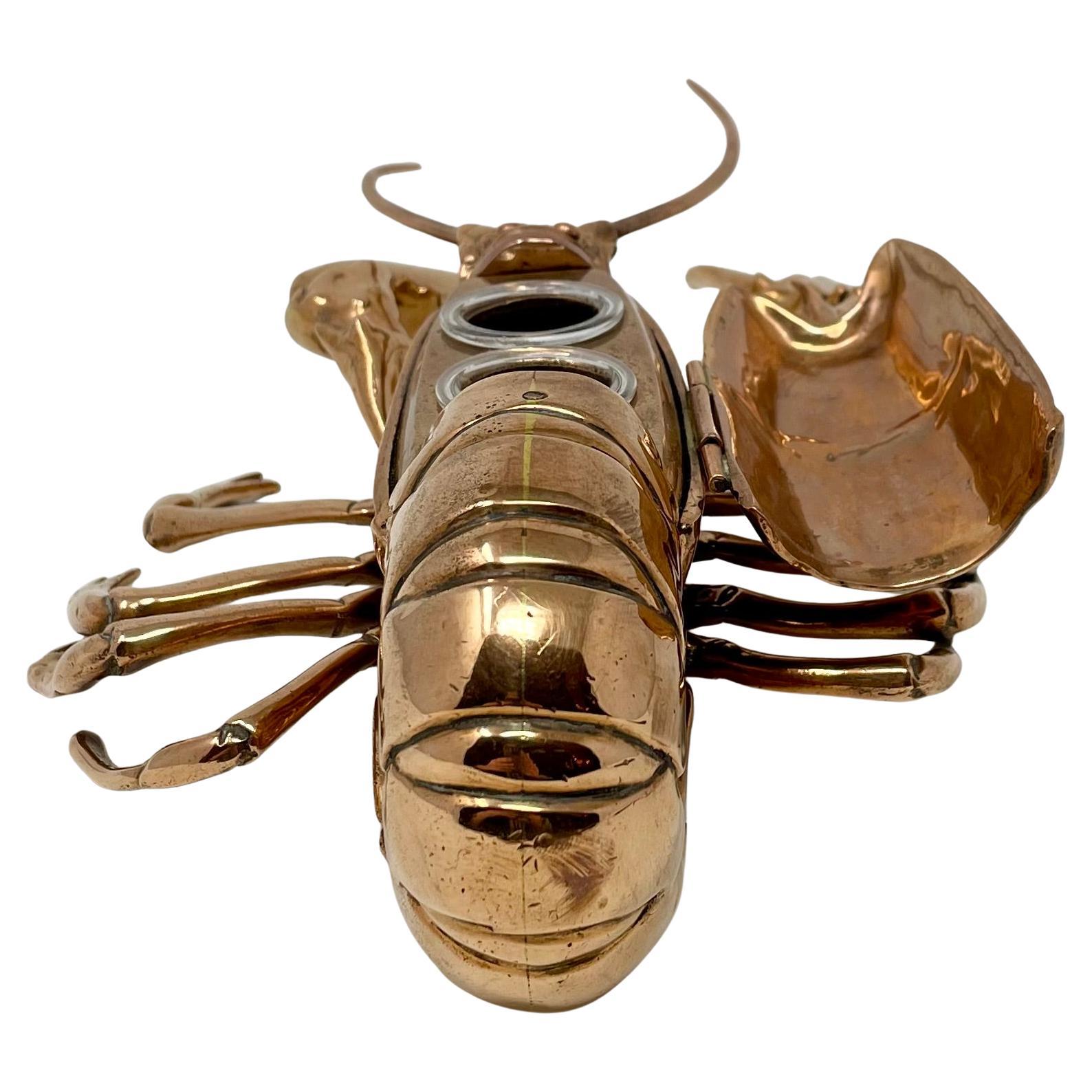 Antique English Victorian Copper Figural Lobster Inkwell, Circa 1890's. For Sale 6