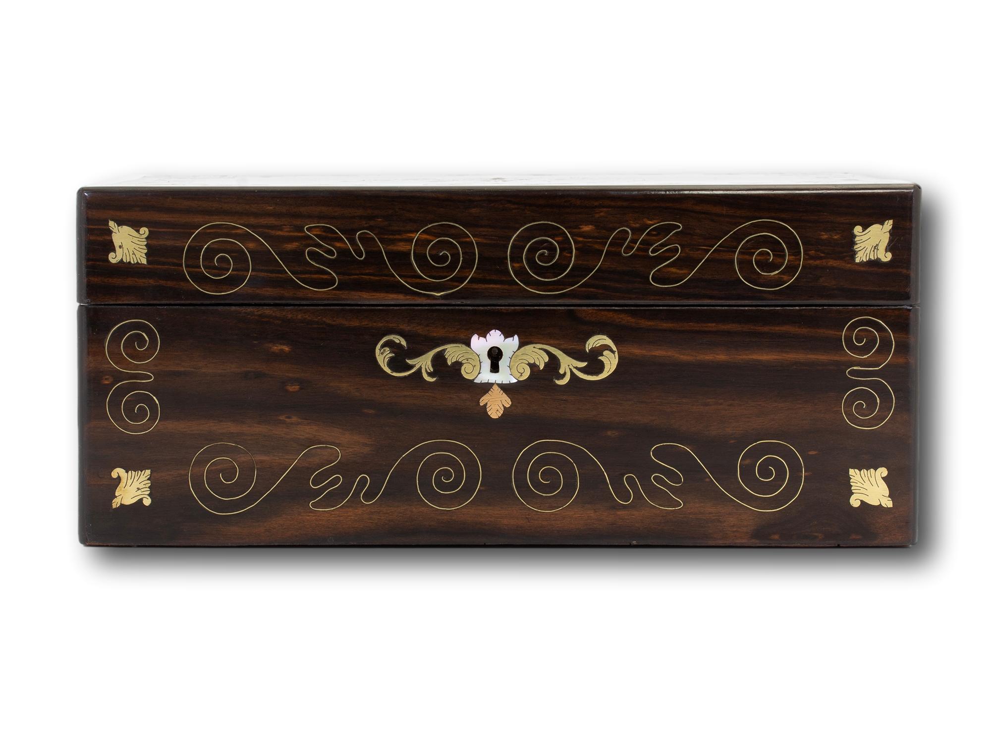 Antique English Victorian Coromandel and Mother of Pearl Jewellery Box In Good Condition For Sale In Northampton, GB