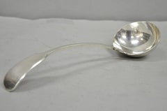 Antique English Victorian Daniel & Arter Fiddle Pattern Silver Plated Soup Ladle
