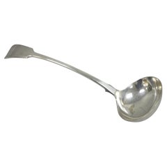 Antique English Victorian Daniel & Arter Fiddle Pattern Silver Plated Soup Ladle