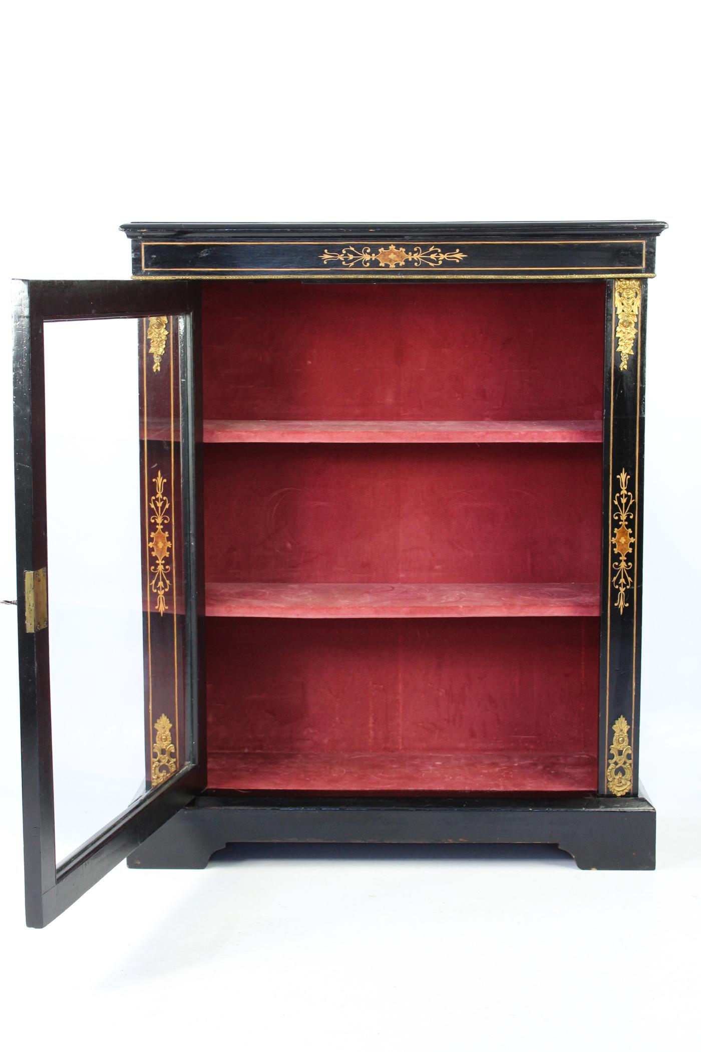 Late 19th Century Antique English Victorian Ebonised Pier Cabinet Bookcase Display Unit circa 1880