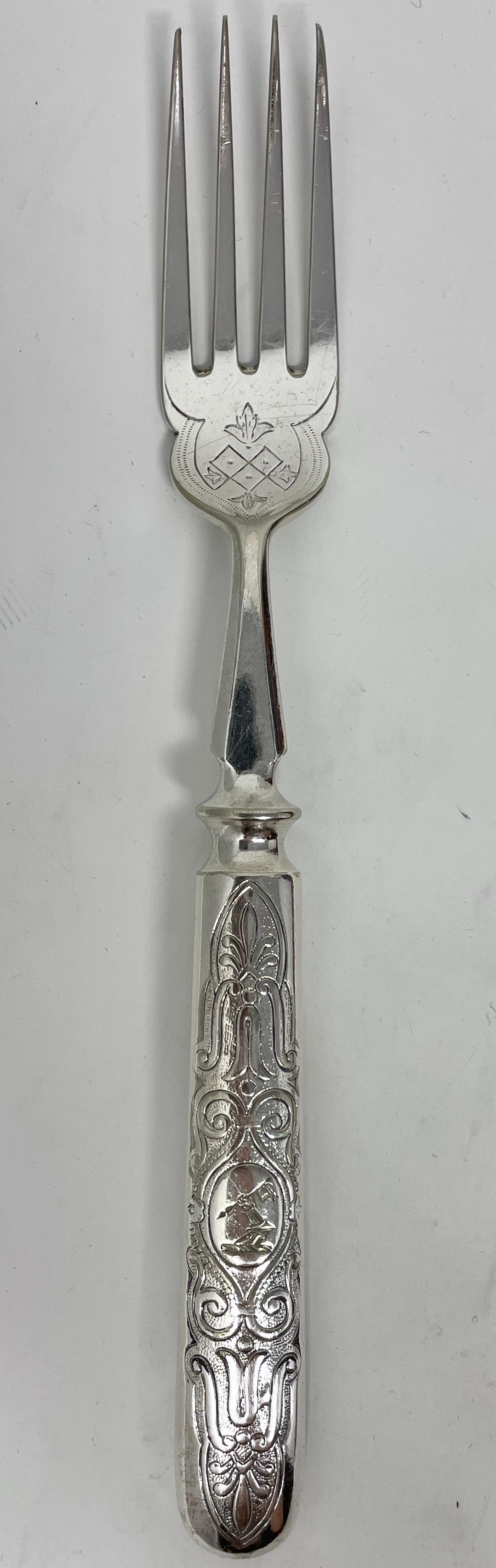 Antique English Victorian Elkington & Co. Sheffield Silver Fish Service in Case 5