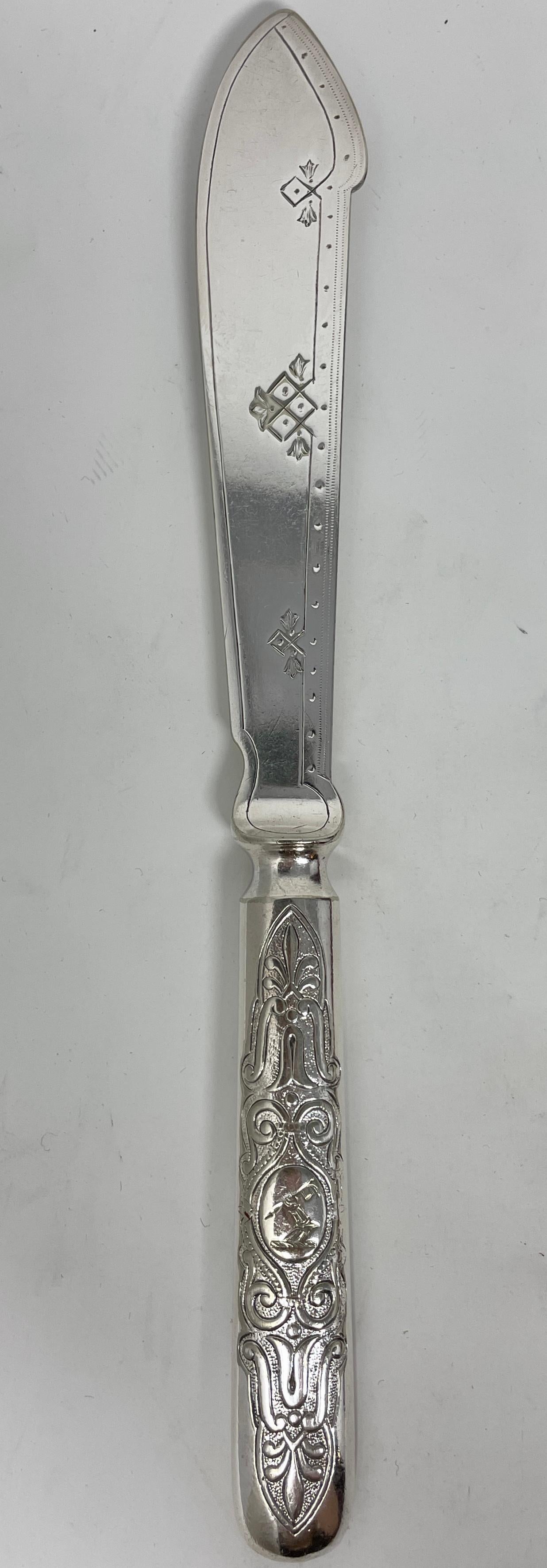 Antique English Victorian Elkington & Co. Sheffield Silver Fish Service in Case 2