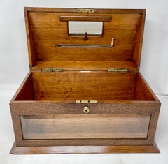 Antique English Victorian Era Oak and Brass Letter Box, Circa 1890's.