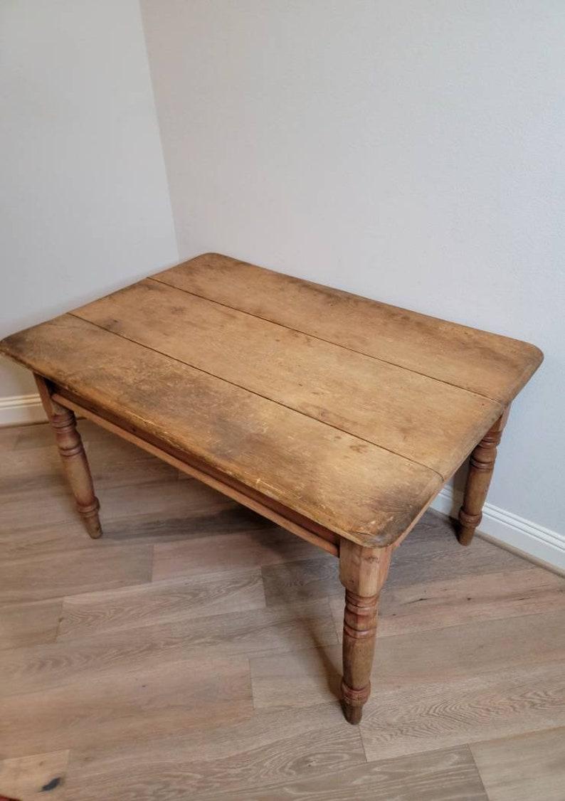 Antique English Victorian Farmhouse Pine Plank Work Table In Good Condition In Forney, TX