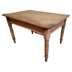 Antique English Victorian Farmhouse Pine Plank Work Table