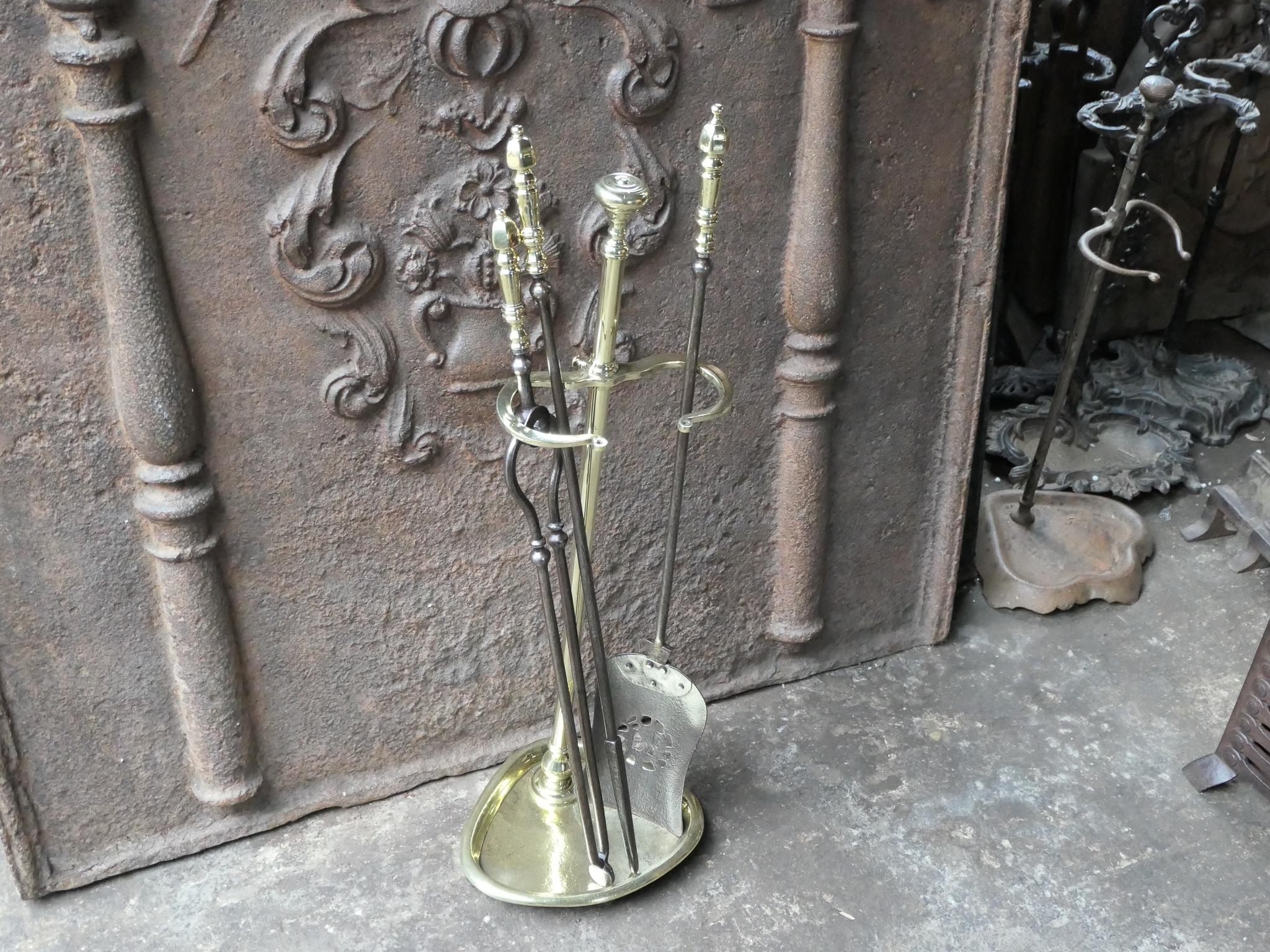 Forged Antique English Victorian Fireplace Companion Set, 19th C For Sale