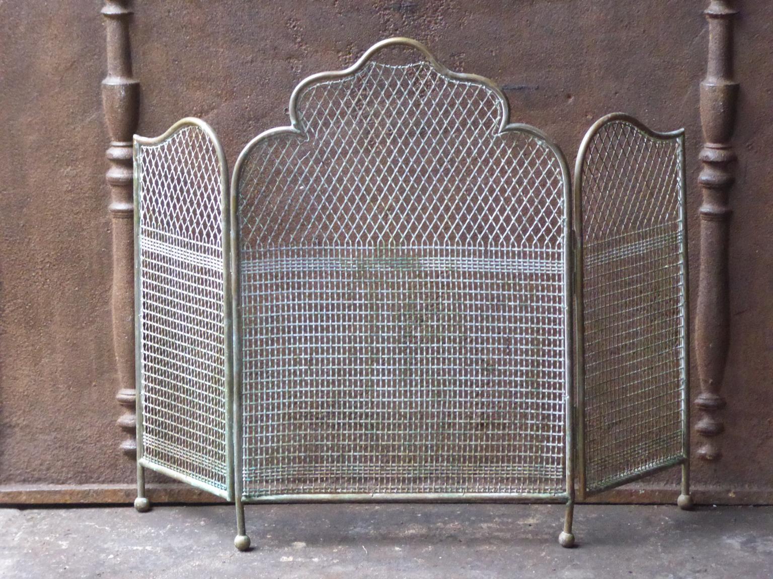 19th century English Victorian three-panel fireplace screen made of brass. The screen is in a good condition and is fully functional.







   