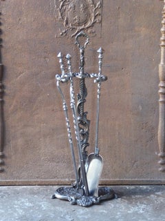 Antique English Victorian Fireplace Tools or Fire Tools, 19th Century