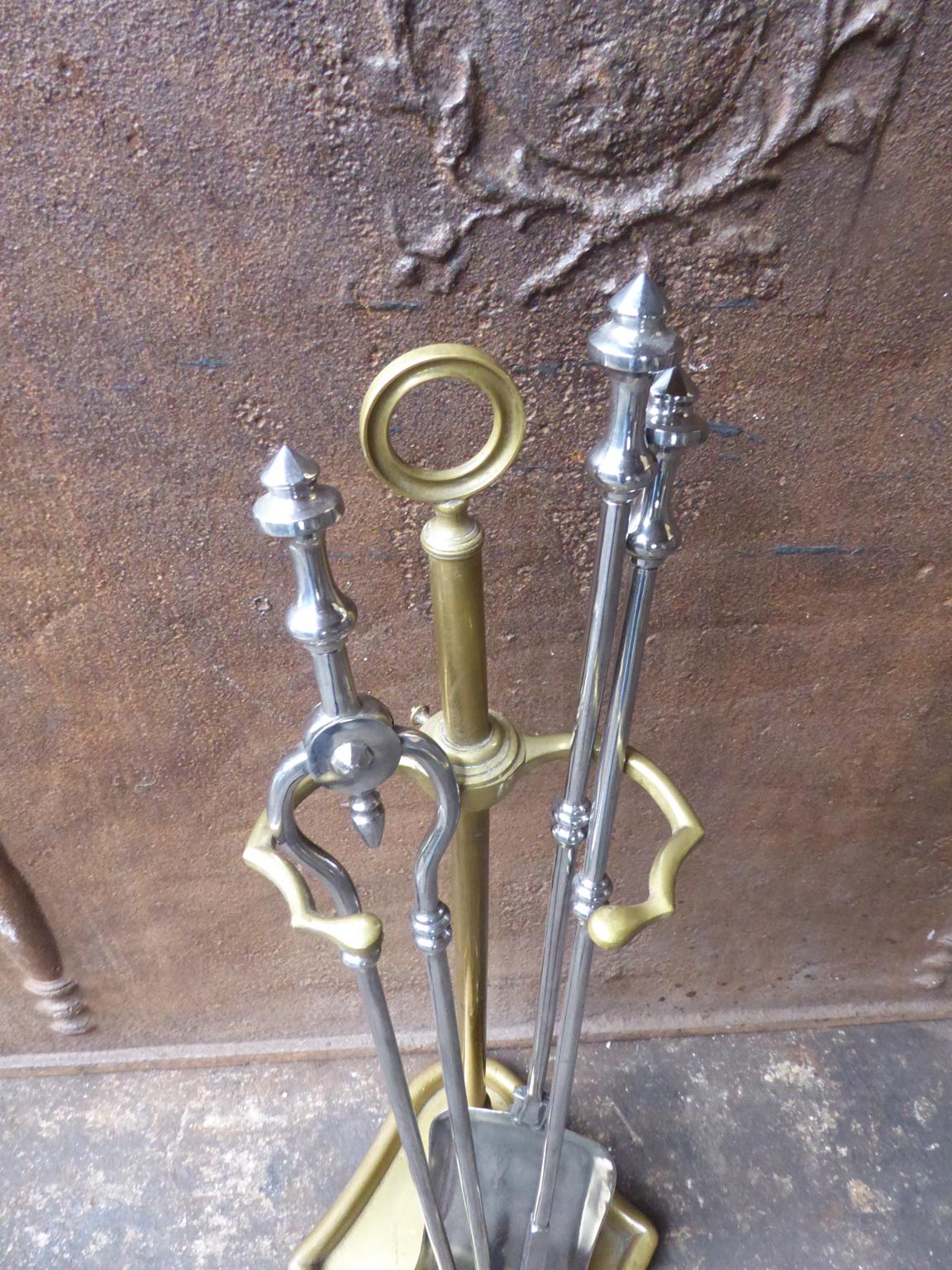 Polished Antique English Victorian Fireplace Tools or Fire Tools, 19th Century