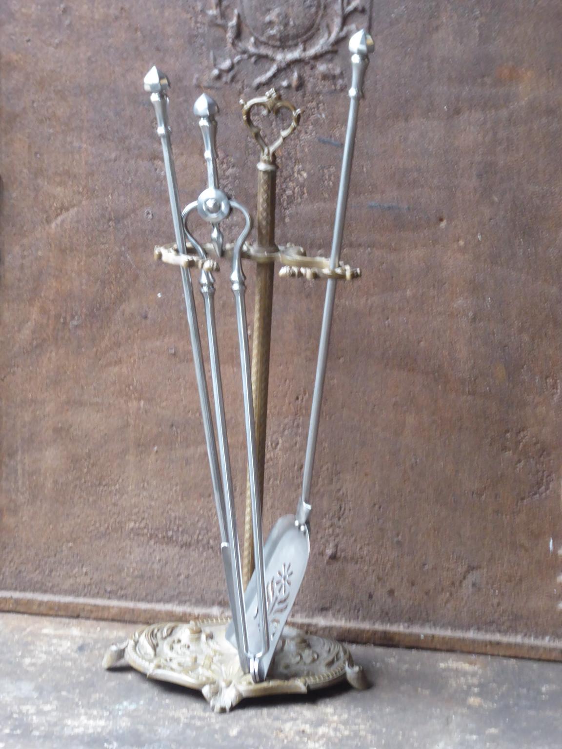 Polished Antique English Victorian Fireplace Tools or Fire Tools, 19th Century For Sale