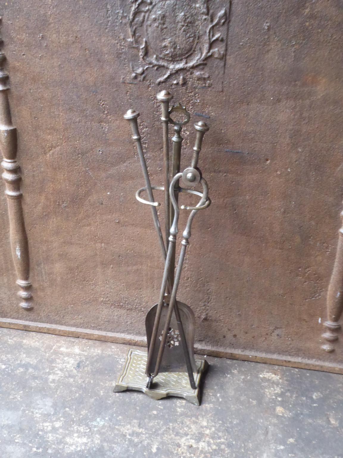 Forged Antique English Victorian Fireplace Tools or Fire Tools, 19th Century