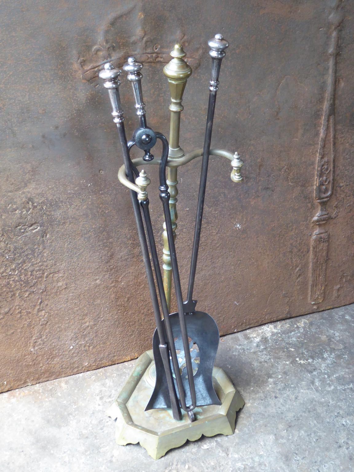Polished Antique English Victorian Fireplace Tools or Fire Tools, 19th Century For Sale