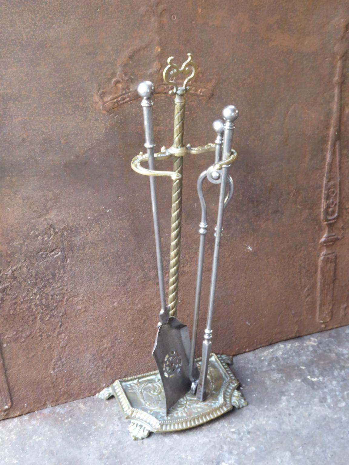 Polished Antique English Victorian Fireplace Tools or Fire Tools, 19th Century For Sale