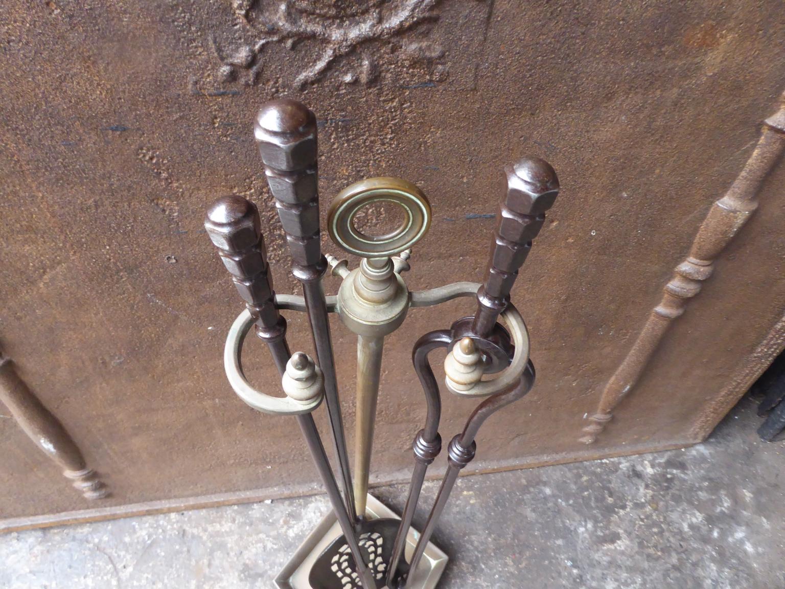 Wrought Iron Antique English Victorian Fireplace Tools or Fire Tools, 19th Century