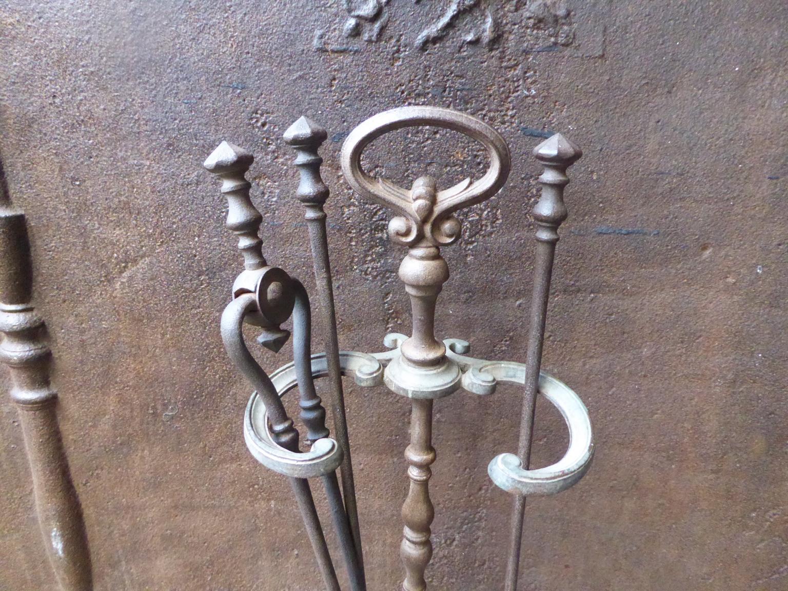Brass Antique English Victorian Fireplace Tools or Fire Tools, 19th Century For Sale