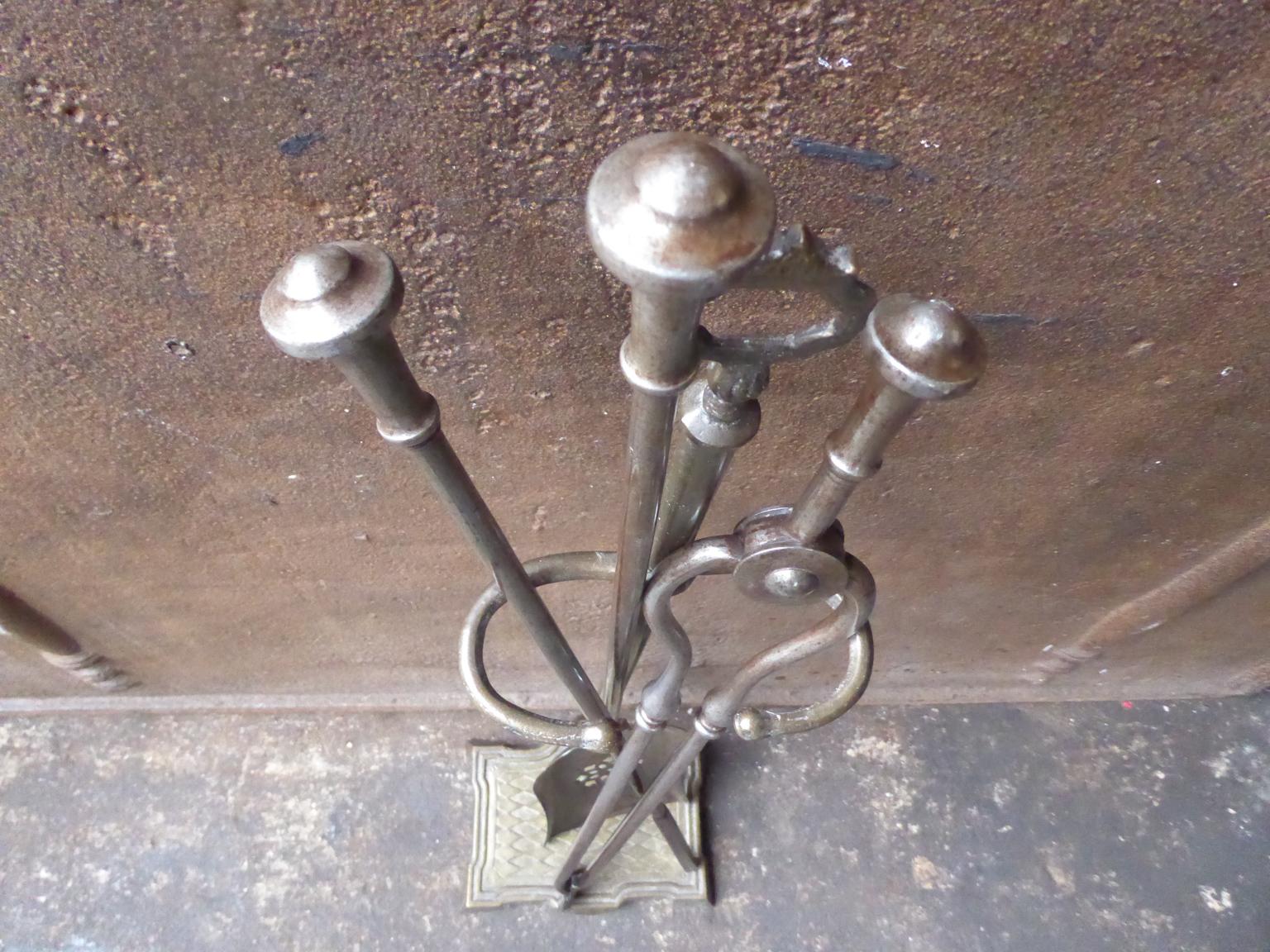 Brass Antique English Victorian Fireplace Tools or Fire Tools, 19th Century