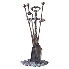 Antique English Victorian Fireplace Tools or Fire Tools, 19th Century