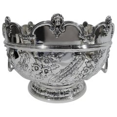 Antique English Victorian Georgian Sterling Silver Monteith Bowl