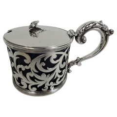 Antique English Victorian Georgian Sterling Silver Mustard Pot