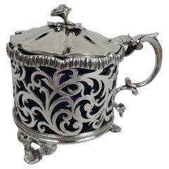 Antique English Victorian Georgian Sterling Silver Mustard Pot