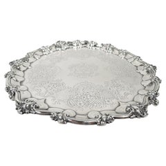 Antique English Victorian Georgian Sterling Silver Salver