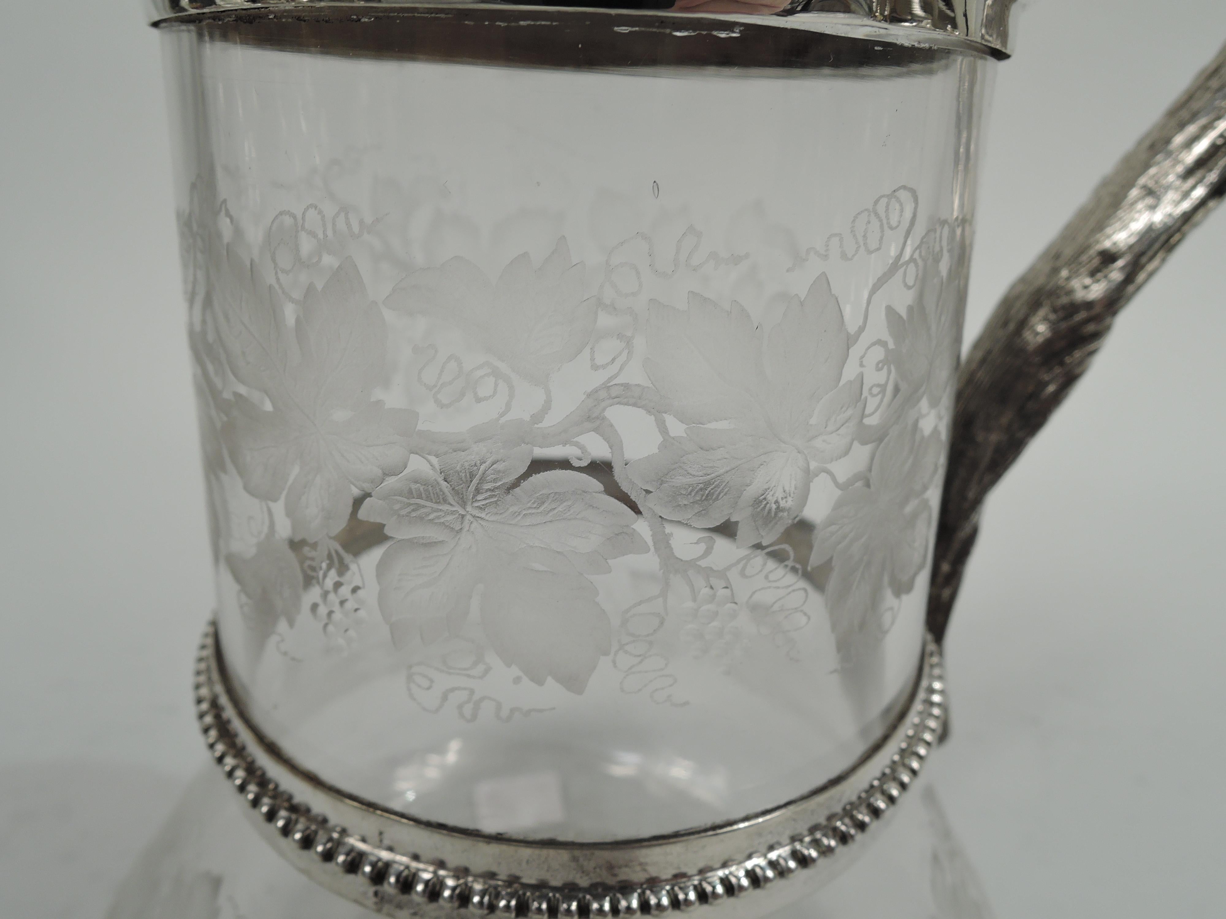 Antique English Victorian Glass and Sterling Silver Decanter For Sale 6