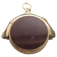 Antique English Victorian Gold, Bloodstone & Agate Pendant