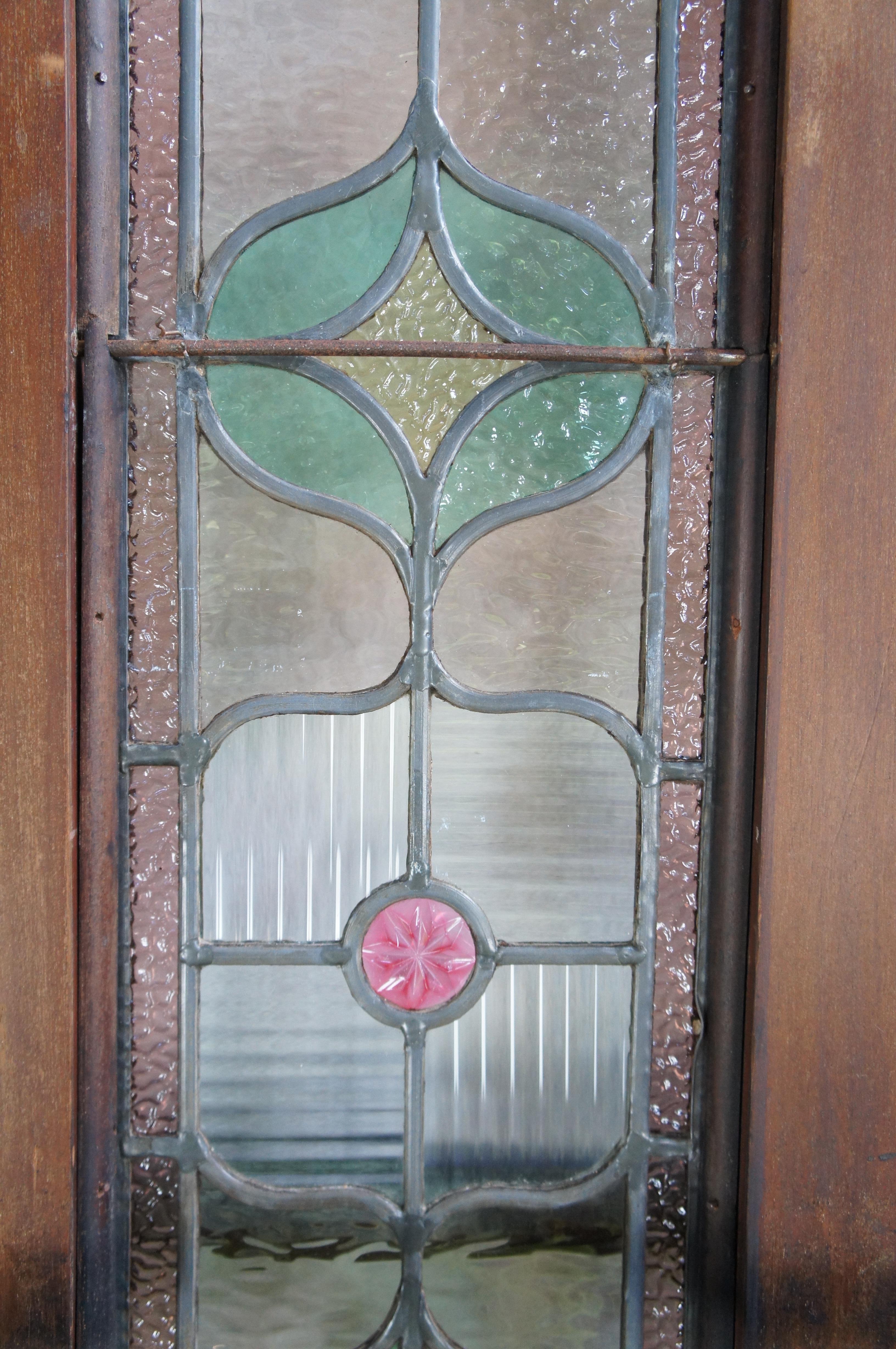 Antique English Victorian Half Glazed Stained Glass Mahogany London Pub Door 82