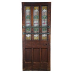 Antiguo Inglés Victoriano Medio Vidriera Stained Glass Caoba Londres Pub Puerta 82 ".
