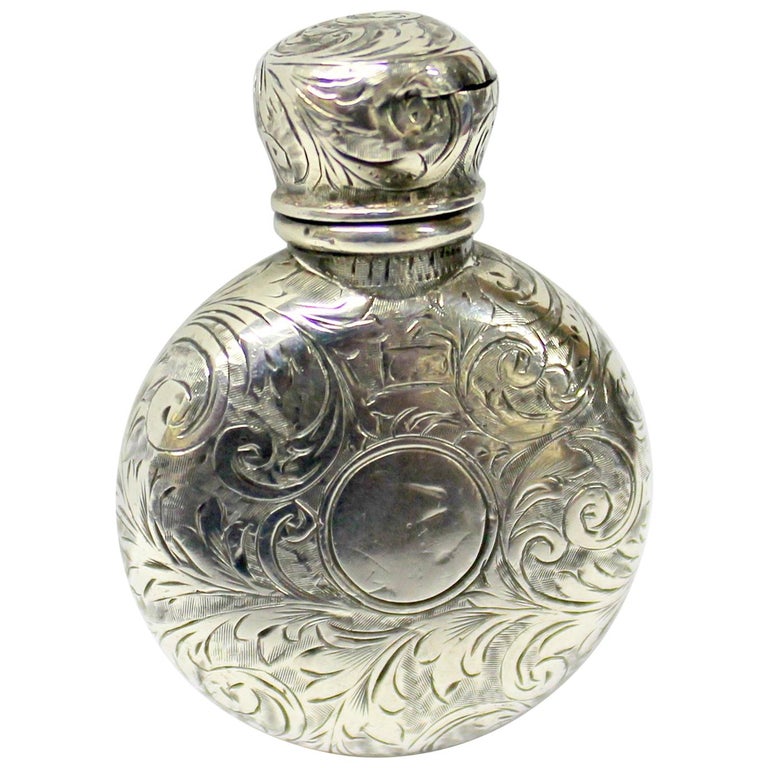 Antique English Victorian Hallmarked Sterling Silver Scent/Perfume Bottle at 1stDibs