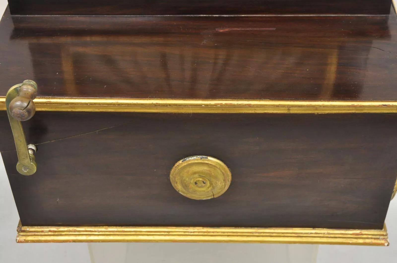 Inconnu Antique English Victorian Hand Crank Mahogany Case Portable Upright Barrel Piano en vente