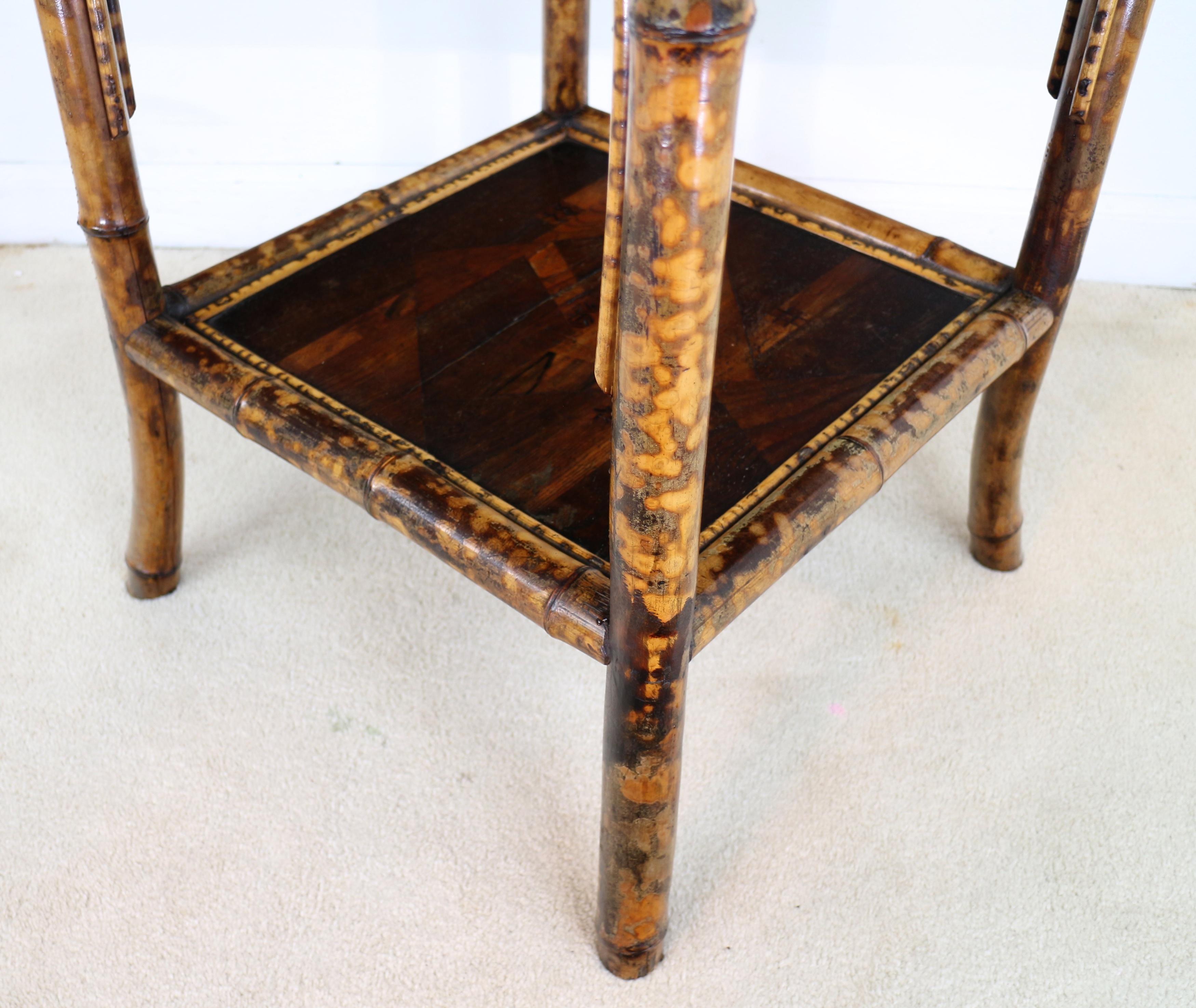 Antique English Victorian Tortoiseshell Bambo Japanese Parquetry Table 7