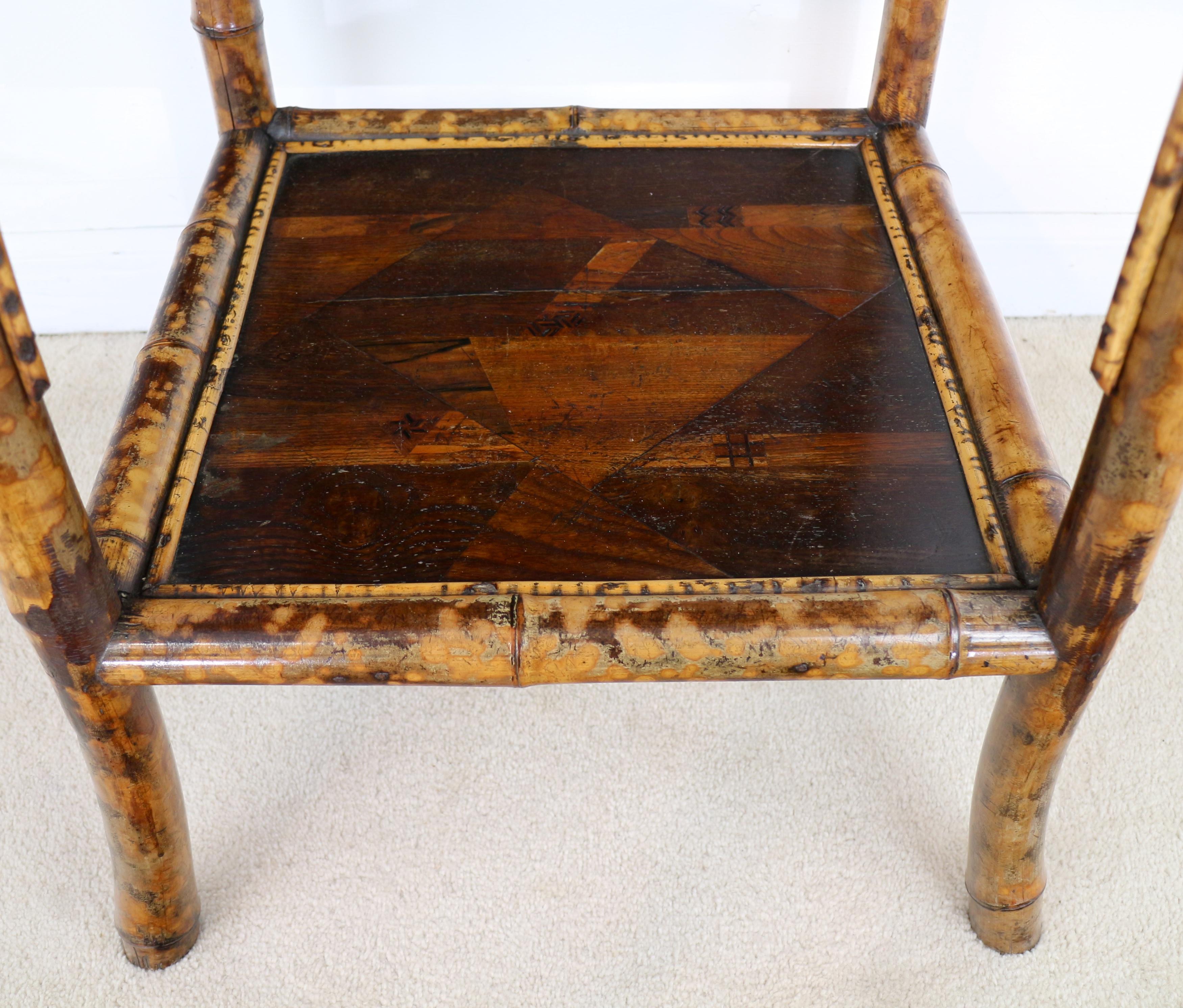 Antique English Victorian Tortoiseshell Bambo Japanese Parquetry Table 9