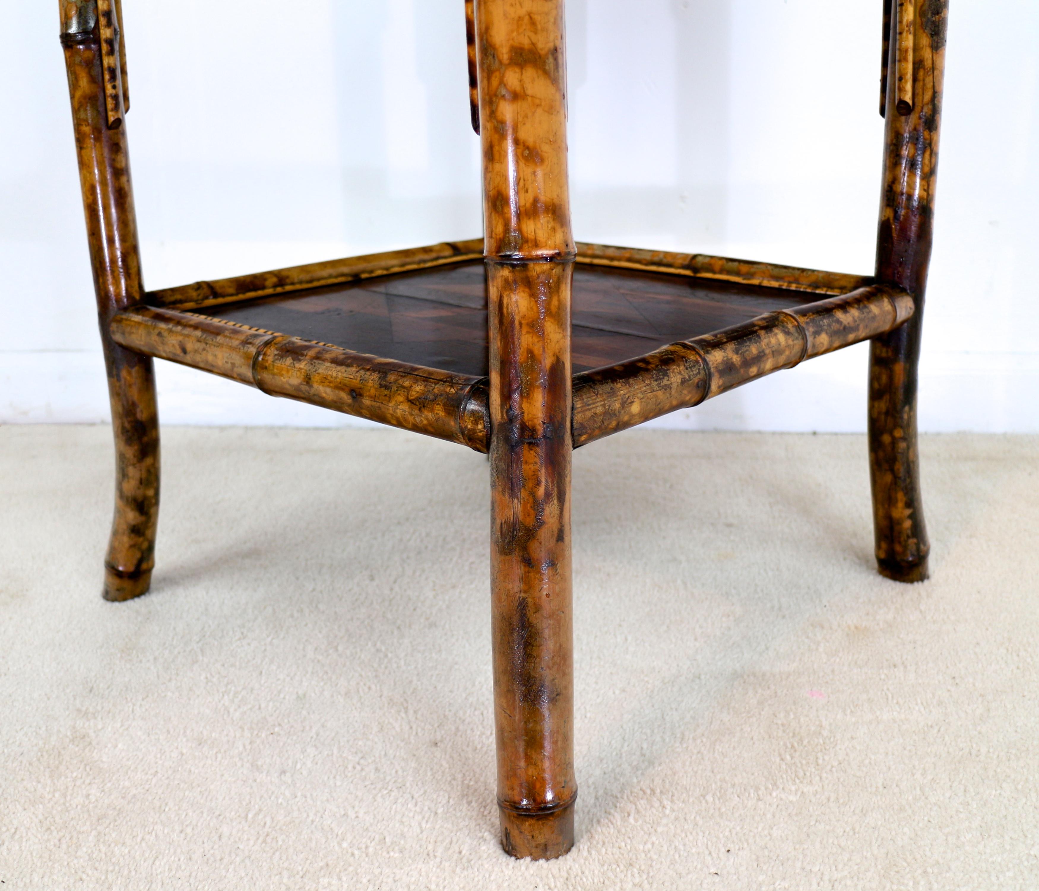 Antique English Victorian Tortoiseshell Bambo Japanese Parquetry Table 10