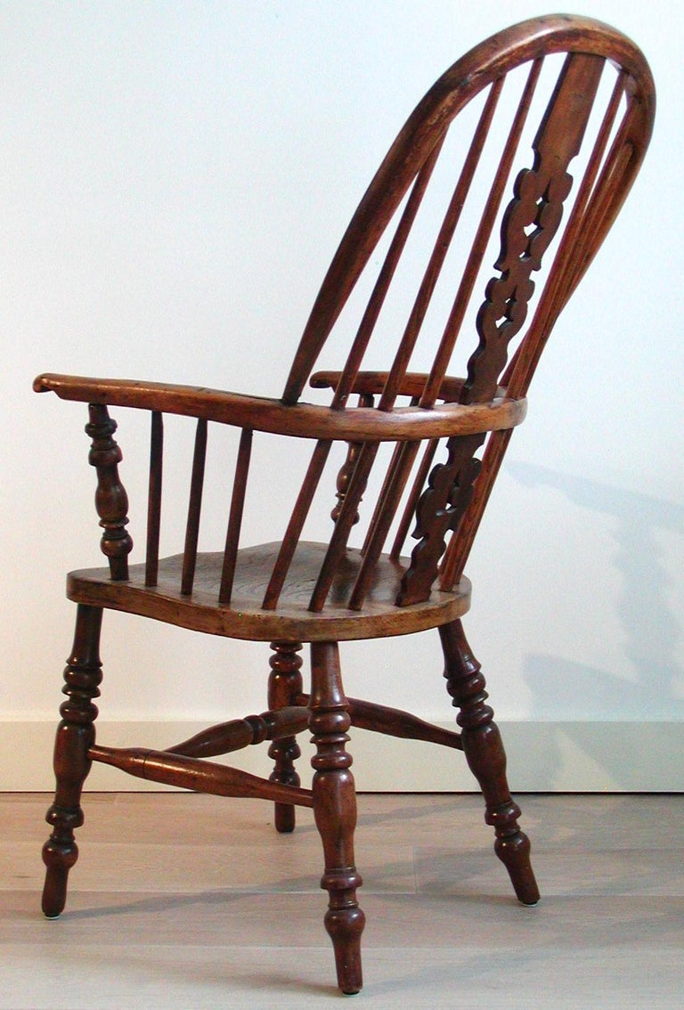 Antique English Victorian Large HighBack Windsor Armchair For Sale at