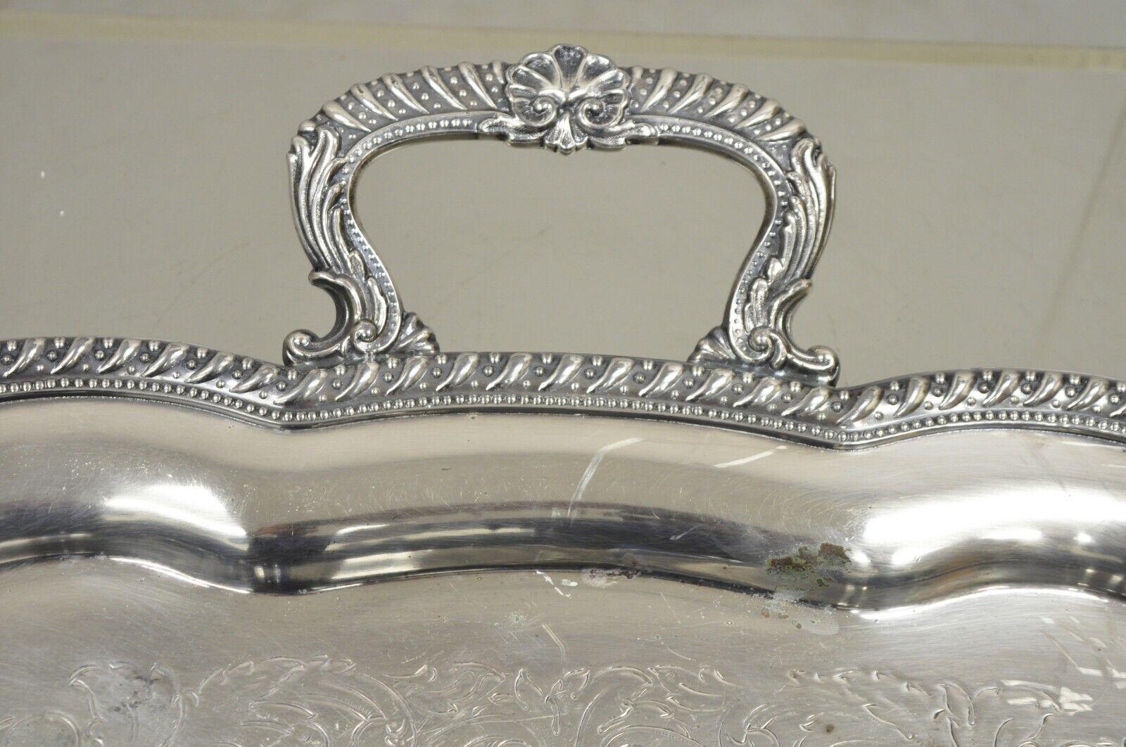 Bandeja de servir antigua inglesa victoriana grande plateada festoneada Victoriano en venta