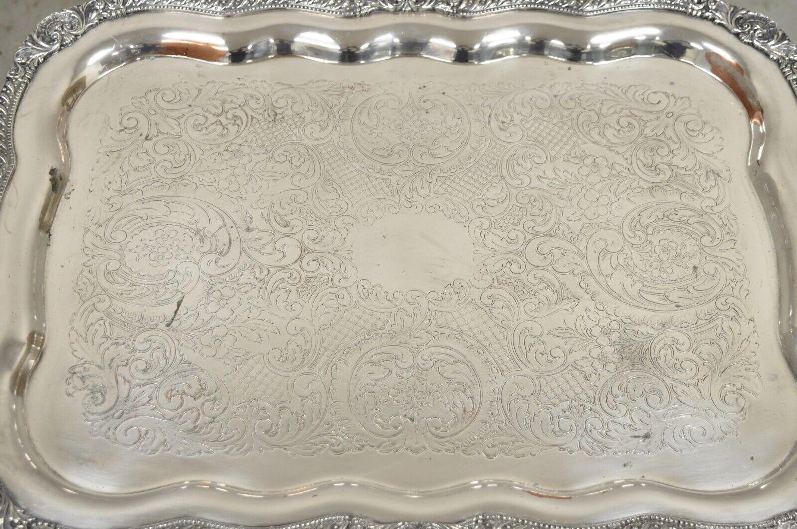 Bandeja de servir antigua inglesa victoriana grande plateada festoneada en Bueno estado para la venta en Philadelphia, PA