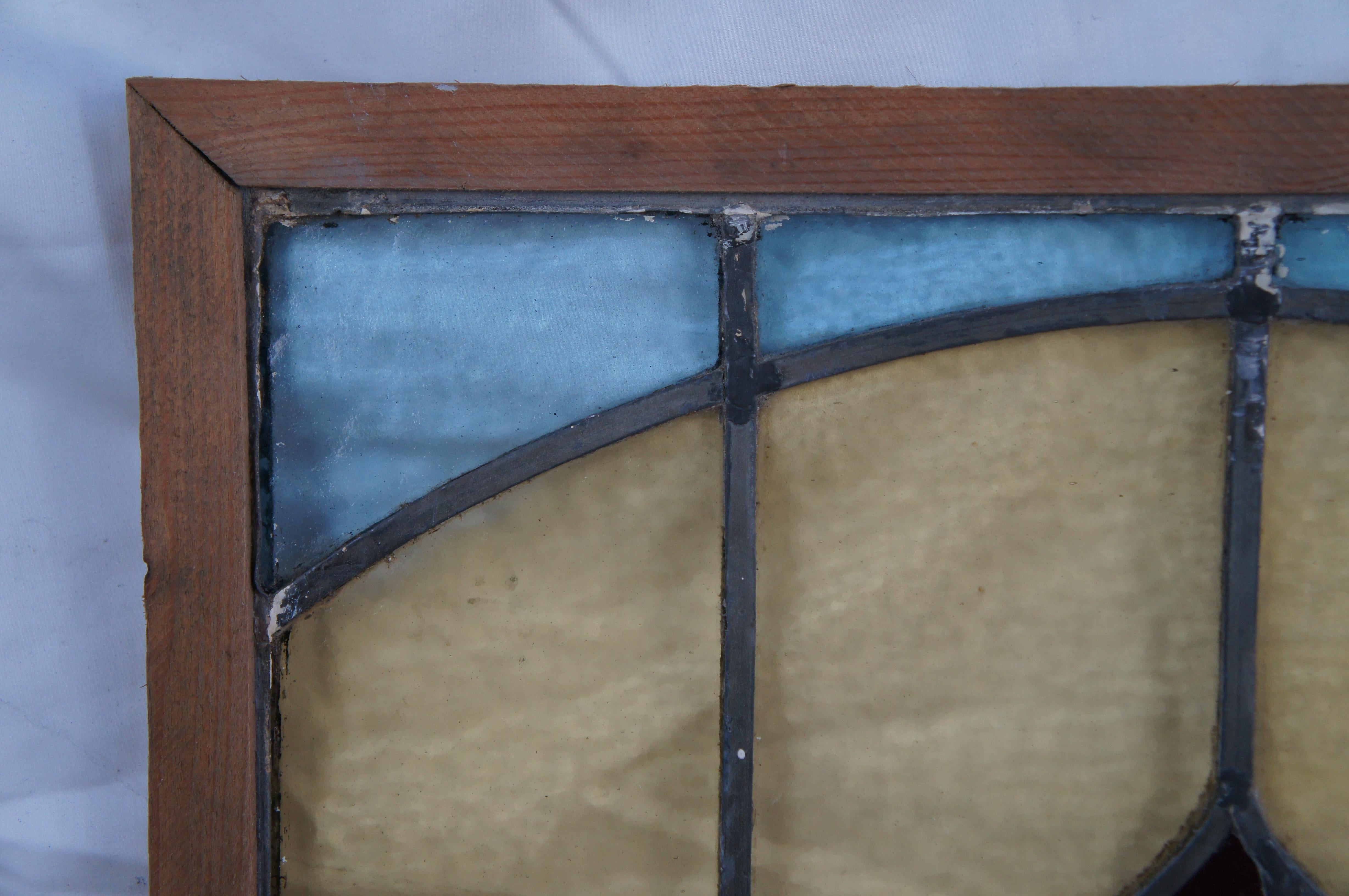 Antiguo vitral victoriano inglés con plomo Floral Rose Marco de pino 21 en venta 2