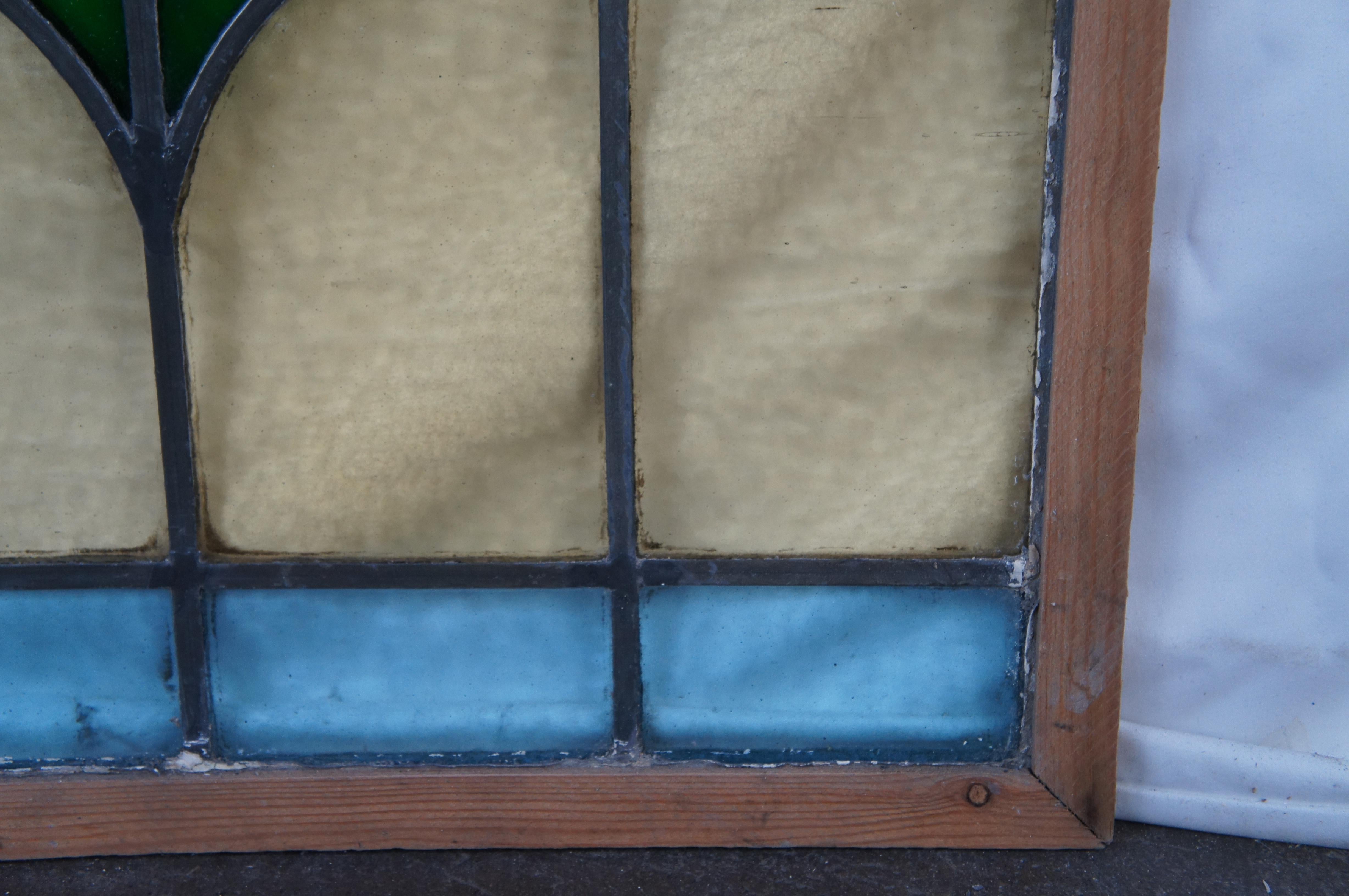 Antiguo vitral victoriano inglés con plomo Floral Rose Marco de pino 21 en venta 3