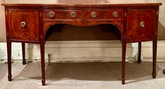 Antique English Victorian Mahogany Bow Front Sideboard, Circa 1860.