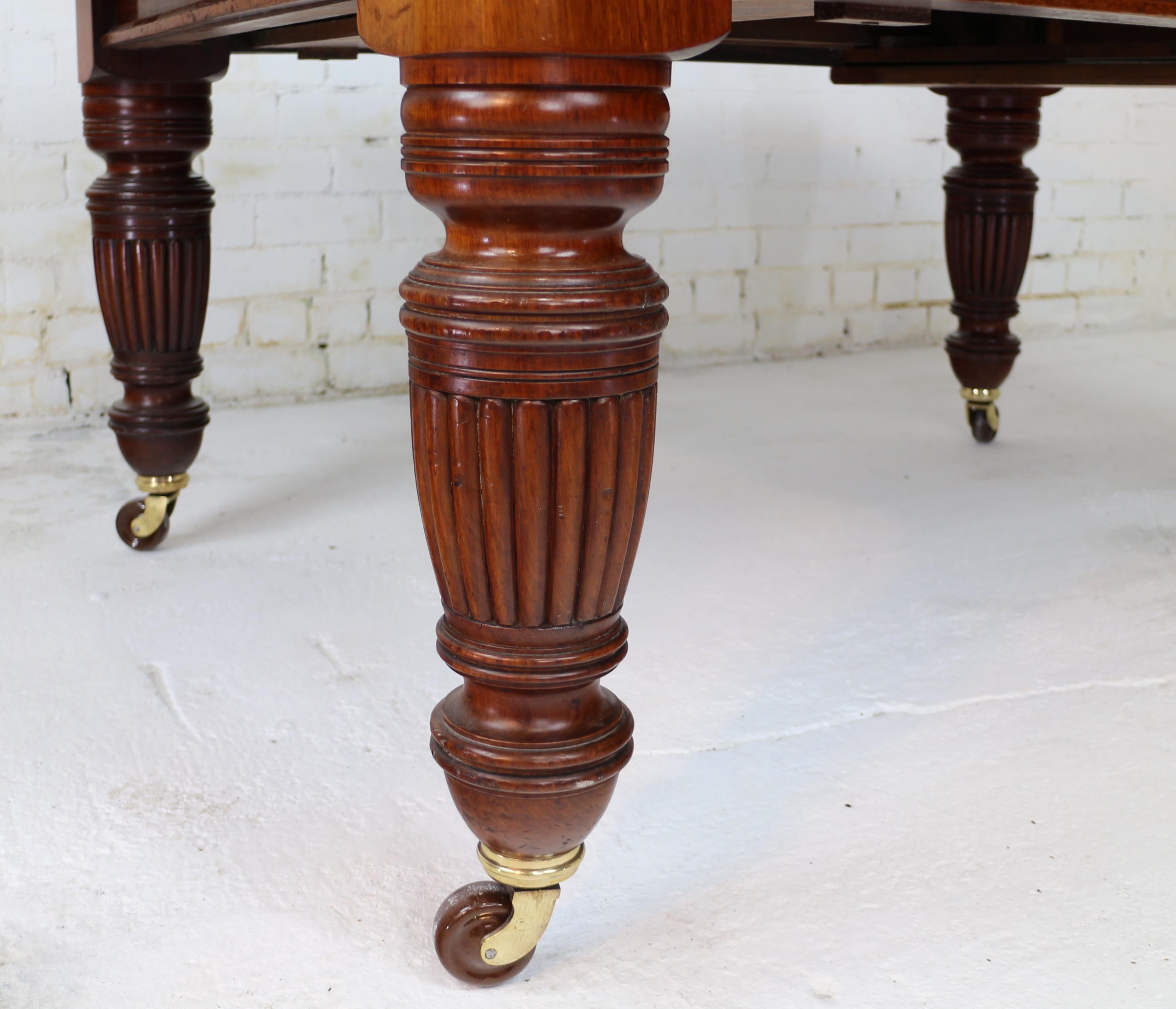 Antique English Victorian Mahogany Extending Dining Table & 3 Leaves, Seats 12 For Sale 10